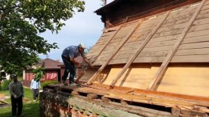 Каркасная пристройка к деревянному дому. День 1.