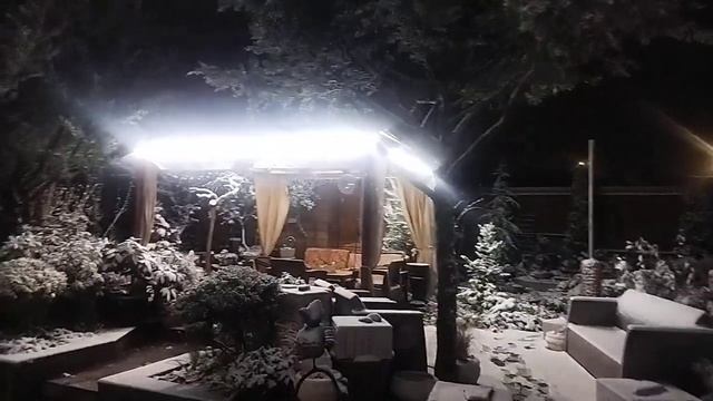 Опять морозы, опять снег в декоративном саду. Крым 07.04.2