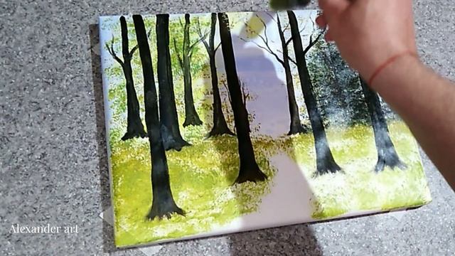 Как нарисовать лес/Акриловая живопись для начинающих