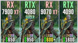 RX 7900 XT vs RTX 4080 SUPER vs RX 9070 XT vs RTX 4090 - Test in 25 Games