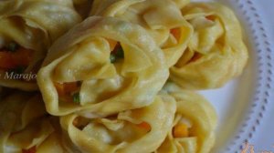 Манты с овощами и рыбой