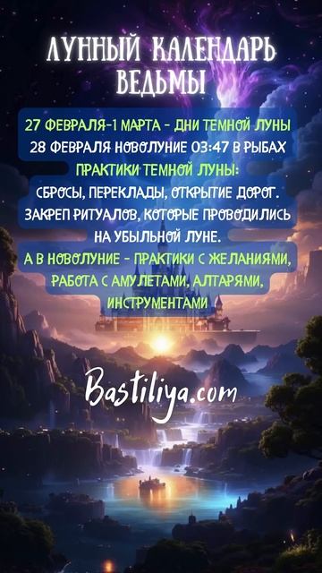ТЕМНАЯ ЛУНА 27.02-01.03.25 ✨ВЕДЬМИН календарь #новолуние   #л