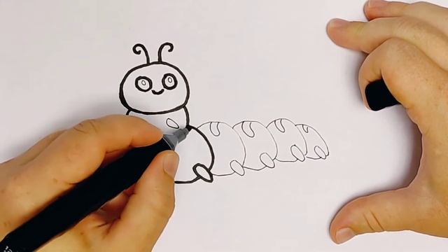 How to draw a caterpillar.Cartoon coloring book / Как нарисовать гусеницу.Мультик раскраска