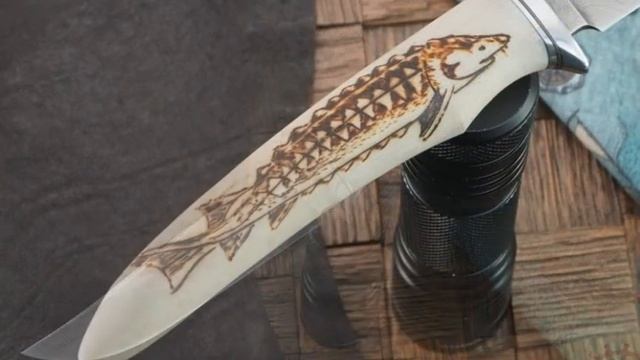 Дамасский Клинок нож Бивень, клинок дамаск, рукоять ро смотреть онлайн