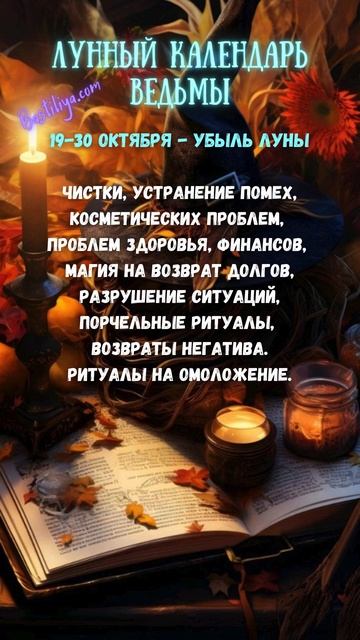 УБЫЛЬ луны 19-30 октября 24 ✨ВЕДЬМИН календарь #убывающа?