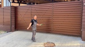 Откатные ворота 8 метров с деревом