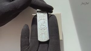 Зажим для денег многосоставной, из серебра 925 пробы с инициалами, покрытый родием