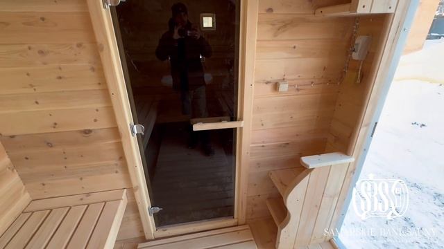 Обзор бани-бочки Квадро 5м с Выставочной площадки, в на