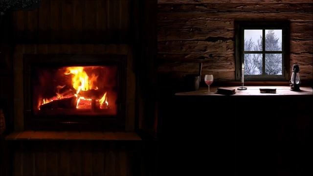 Уют у камина с зимним пейзажем | Cozy Fireplace with Snowfall Outside