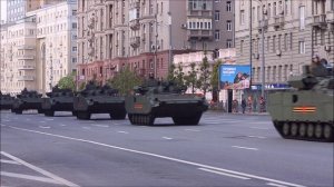 Боевая техника перед репетицией Парада Победы-2025, Москва.