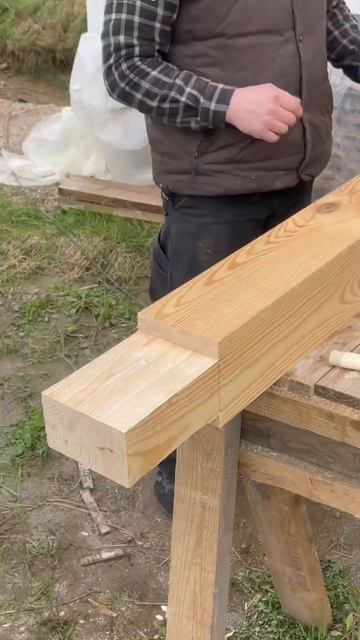 Подготовка и установка столба террасы. Брус 150*150 #woodworki