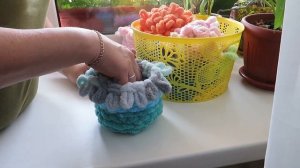 Вяжем корзиночки из Alize Puffy