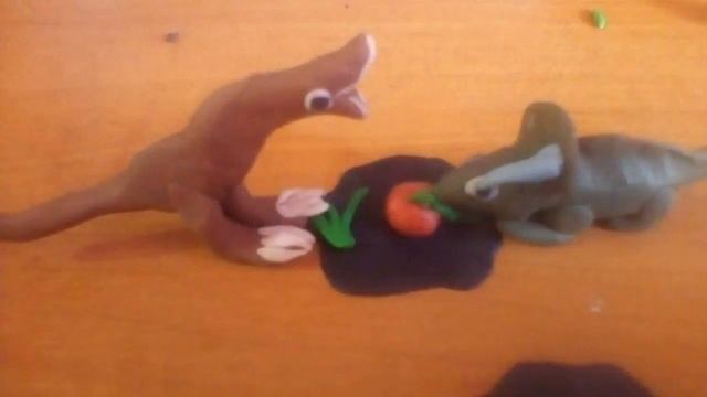 Тираннозавр против трицератопса пластилиновый мультик. смотреть онлайн