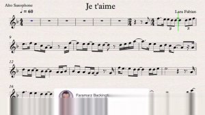 Je T’aime - Lara Fabian _ Play along for Alto Saxophone