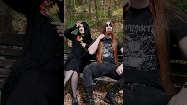 Trying to be trve, but also a little cute. 😅🖤 #blackmetal #gothgirl #date #comedy #couple #youtube