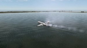 Ту 154 в X-plane. Посадка на воду