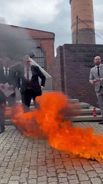 The potential future Polish president just burned the EU flag.