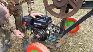technica Запуск и тест бензинового двигателя на реечном дровоколе.