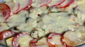 Гратин из картофеля с куриным рагу под миндальной корочкой