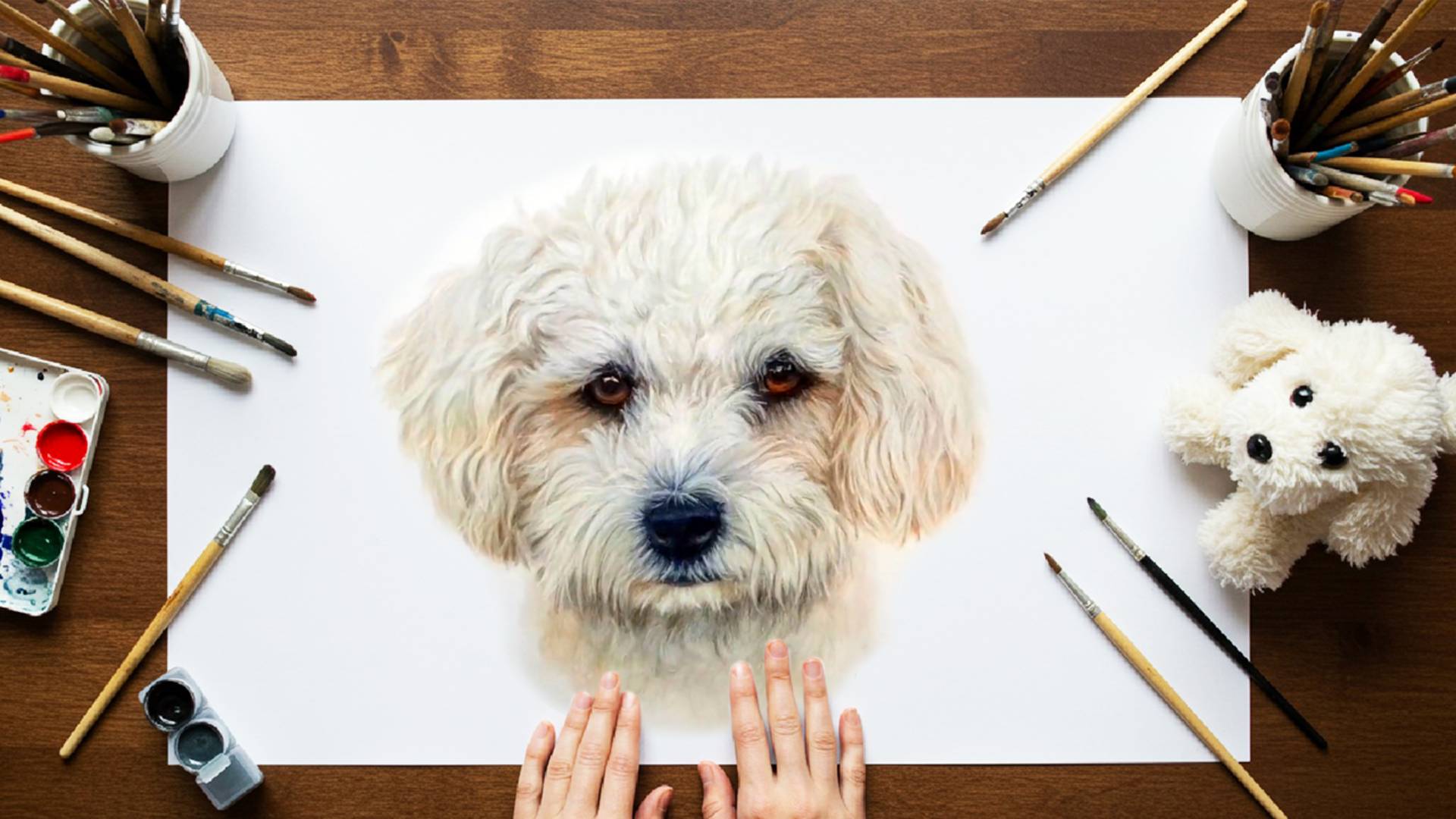 Рисуем Реалистичного Щенка ✏️🎨 | Карандаши + Акварель | Детальная Шерсть шаг за шагом