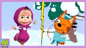 Три Кота против Маши и Медведя.Мини-Игры с Героями Мультиков.Кто Самый Ловкий и Быстрый