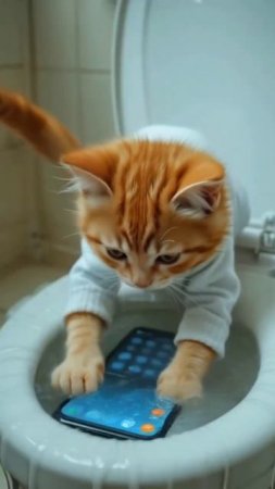 КОТ-ДИВЕРСАНТ! Уронил мой телефон в унитаз 😱🐱