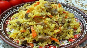 Рис с куриными желудками