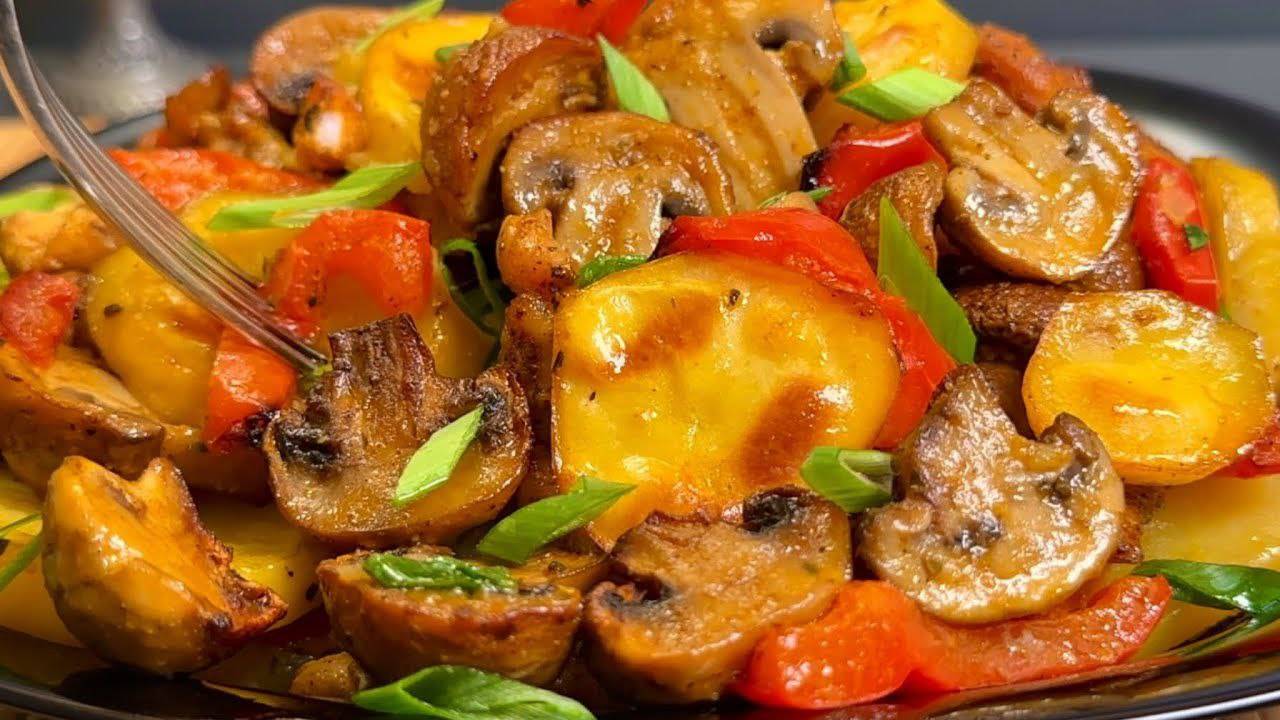Невероятно вкусные грибы с овощами и курочкой! Этот рецепт - настоящее открытие!