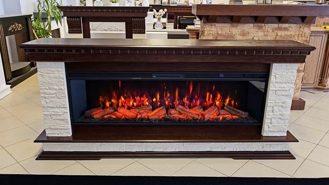 Portland большой электрокамин с отделкой из камня и дерев? смотреть онлайн