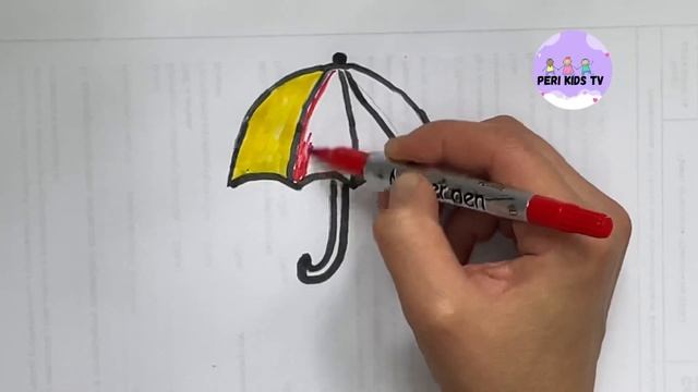 how to draw and Paint an umbrella Drawing painting and Coloring for kids and Toddlers/Зонтик