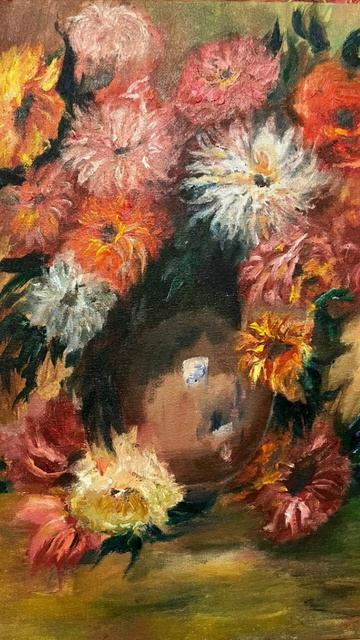 #помотивамренуара#painting# цветыввазе#астры#георгины#кар