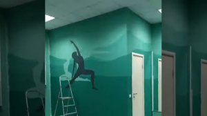 Роспись стен акрилом.