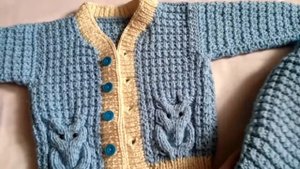 Детский вязаный костюм спицами на год. Простым но красивым узором. Совы.