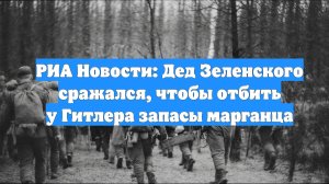 РИА Новости: Дед Зеленского сражался, чтобы отбить у Гитлера запасы марганца