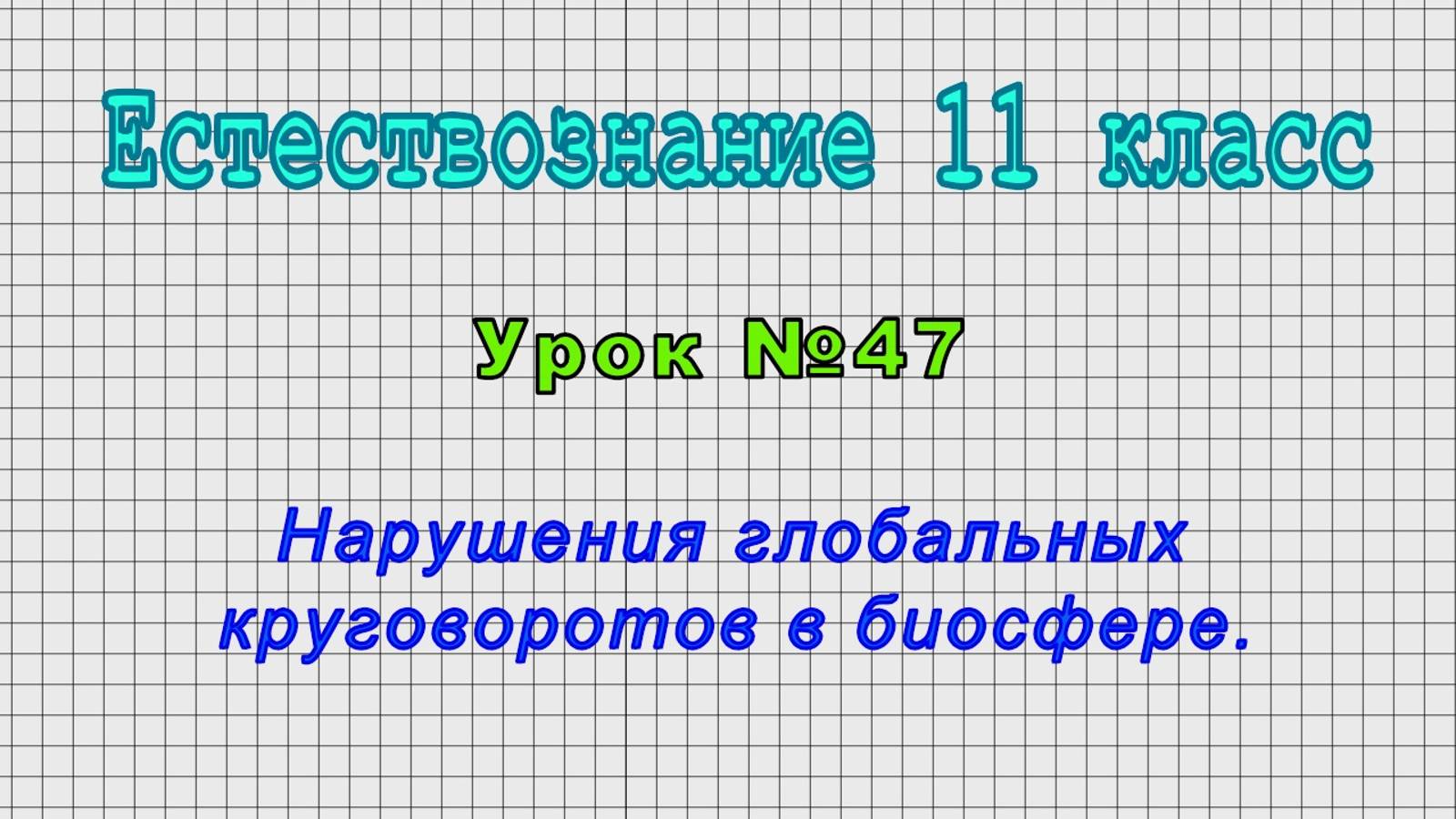 Естествознание 11 класс (Урок№47 - Нарушения глобальных круговоротов в биосфере.)