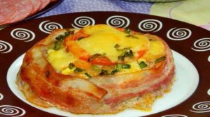 Мясные гнёзда с грибами о овощами