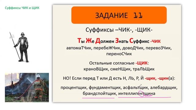 27. Суффиксы  -ЧИК и  -ЩИК. Русский язык школьникам. 5 клас