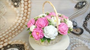 Танец пионов - изящная корзина мыльных цветов