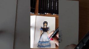Как нарисовать Венсдей? 🖤 Рисование маркерами
