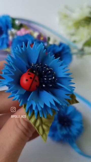 Ободок из васильков #ободокдляволос #ободок #ободокру?