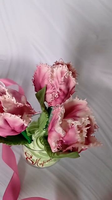 Бахромчатые тюльпаны из зефира #зефир #обучение #flowers #?