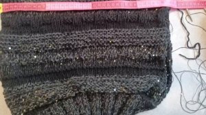 Трендовый оверсайз джемпер с пайетками. Вязание спицами.