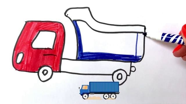 Easy Drawing For Kids - How To Draw A Truck /Рисуем с детьми - как рисовать грузовик