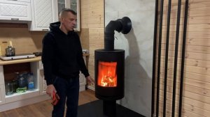 Печь-камин ASTOV R1 N  для отопления каркасного дома.