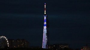 Подсветка на Телебашне в  день Радио 7 мая 2025 года. Самара (Куйбышев)