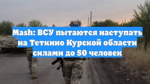 Mash: ВСУ пытаются наступать на Теткино Курской области силами до 50 человек