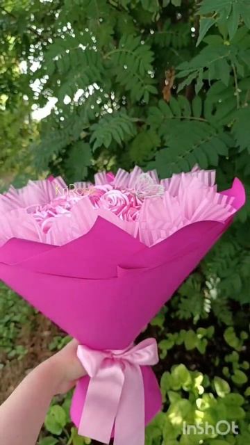 Букет роз из атласных лент #розыизлент #цветы #flowers #bouque
