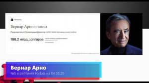 ТОП Самых богатых людей мира на 4 марта 2025г #Форбс #Милл