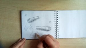 Рисую по книге. Пятнадцатый день. Трубы с контурными линиями