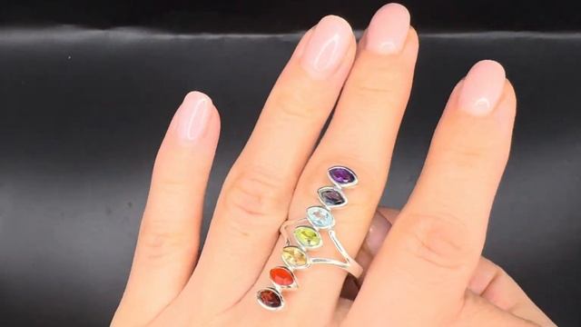Кольцо  7 чакр  Камни : аметист, иолит, топаз, хризолит, ц смотреть онлайн